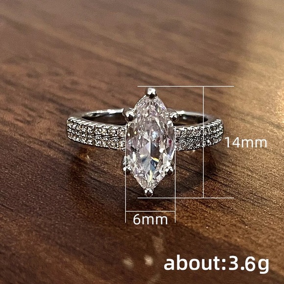 New Marquise Cut 925 Silver Diamond Ring - Picture 4 of 5